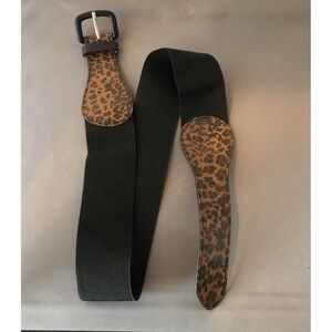 NWT Style & Co. Womens Fashion Stretch Belt - Black & Leopard - size M/L
